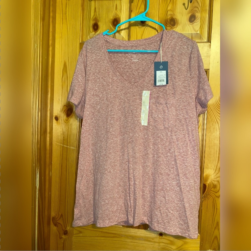 Vneck tshirt, pink AND orange stripped vneck